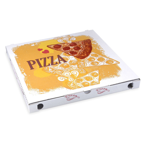 Pizzakarton aus Mikrowellpappe mit neutralem Motiv, 34 x 34 x 3 cm, 100 Stk.