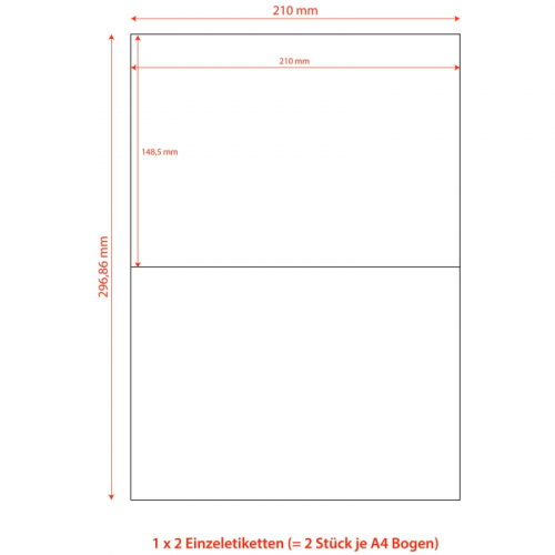 Etiketten Labels selbstklebend weiß 210 x 148.5mm auf DIN A4, 200 Stk.