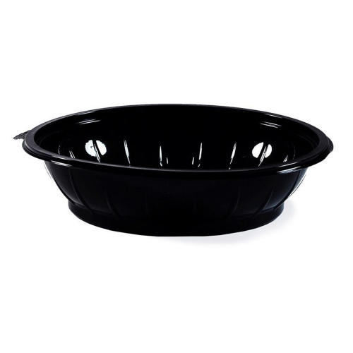 Salatschalen rund O 23 x 5,1 cm schwarz 1000 ml (PET), 50 Stk.