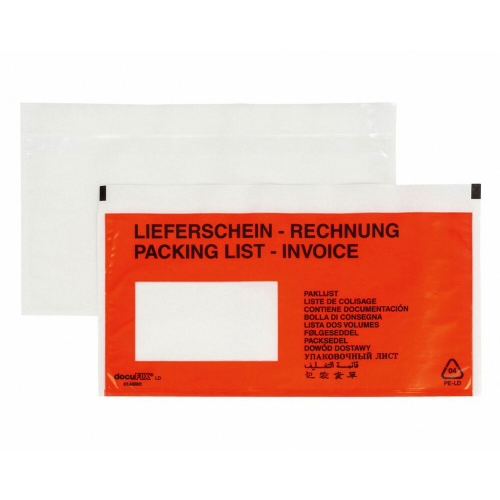 DOCUFIX Dokumententaschen *Lieferschein/Rechnung*, DIN Lang 240x115mm,  250 Stk.