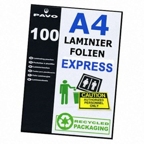 EXPRESS-Laminierfolien A4, 216 x 303mm, 2x 125 mic,  100 Stk.