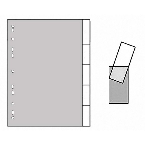 Ordnerregister A4 Blanko,  5 Registerblätter zum Selbstbeschriften, grau,  5tlg.