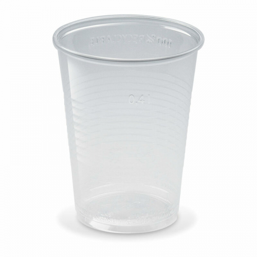 Trinkbecher transparent klar mit Eichstrich 0,4 l, 400 ml, PP,  50 Stk.