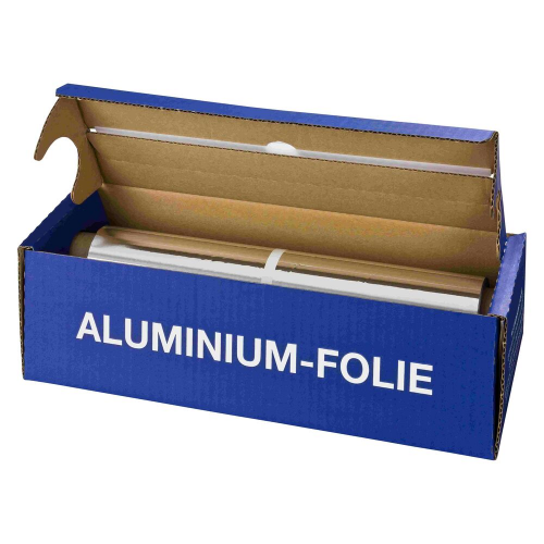 Alufolie in praktischer Spenderbox mit Abreiss-Schiene, 29 cm x 150 m, 11 my