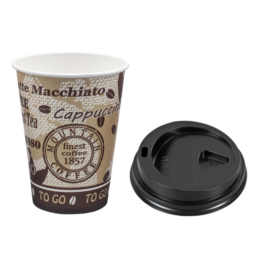 Kaffeebecher Premium mit Deckel, "Coffee to go", Pappe besch., 250 ml,  75 Stk.