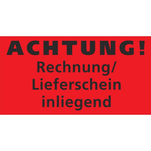 Hinweisetiketten Warnetiketten rot RECHNUNG /LS. INLIEGEND, 145x76mm, 1000 Stk.