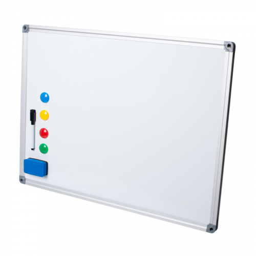 Whiteboard Magnettafel Memoboard, 60 x 45cm, inkl. 4 Magnete, weiß mit Alurahmen