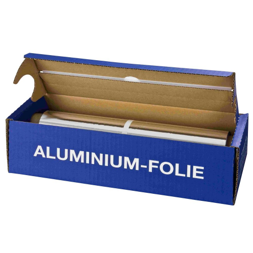 Alufolie in praktischer Spenderbox mit Abreiss-Schiene, 44 cm x 150 m, 11 my