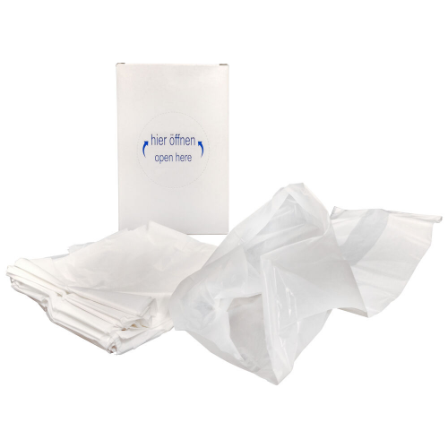 Hygienebeutel für Damenbinden aus HDPE, in Spenderkarton, weiß, 30 Stk.