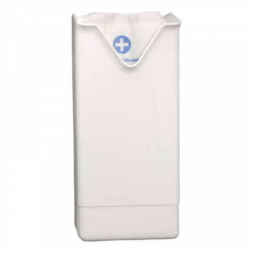 Spender aus Kunststoff für Hygienebeutel aus Papier, weiß