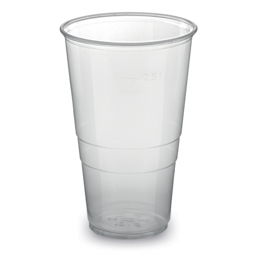 Trinkbecher transparent klar mit Eichstrich Pint 0,5 l, 500 ml, PP, 50 Stk.