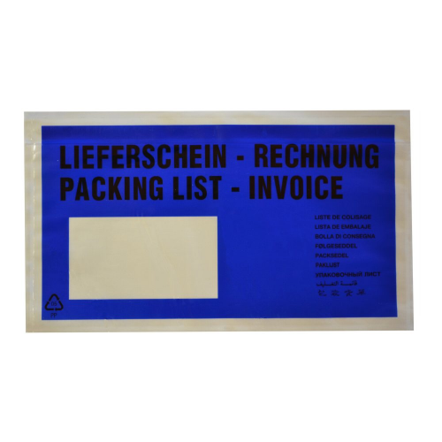 Dokumententaschen *Lieferschein/Rechnung* DIN Lang 235x130mm blau, 1000 Stk.