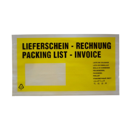 Dokumententaschen *Lieferschein/Rechnung* DIN Lang 235x130mm gelb, 1000 Stk.