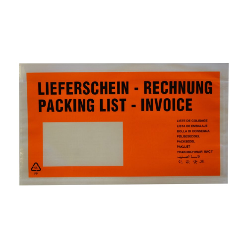 Dokumententaschen *Lieferschein/Rechnung* DIN Lang 235x130mm orange, 1000 Stk.