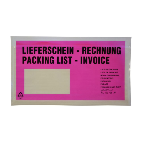 Dokumententaschen *Lieferschein/Rechnung* DIN Lang 235x130mm pink, 1000 Stk.