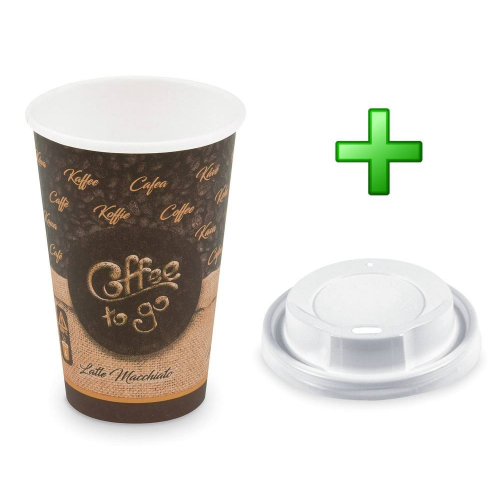 Kaffeebecher L 'Coffee To Go' Melange mit Trinkdeckel 250ml 330ml,  100 Stk.