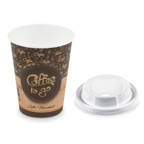 Kaffeebecher L 'Latte Macchiato To Go' mit Trinkdeckel 350 ml 420 ml  100 Stk.