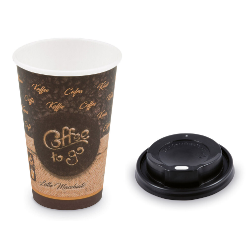 Kaffeebecher L 'Melange To Go' mit Trinkdeckel schwarz 250 ml, 330 ml, 100 Stk.