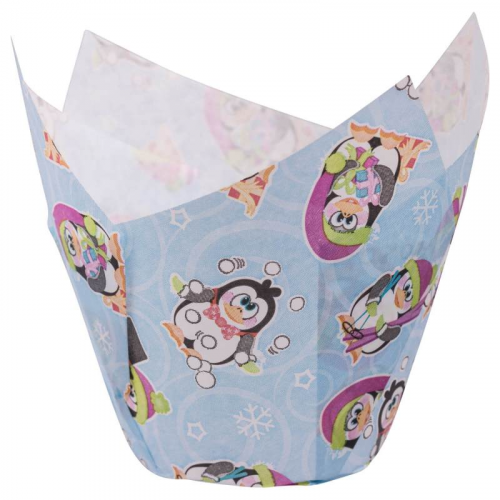 Muffin-Tulip-Wraps O 50 x 85 mm Pinguin, 160x160 mm, 24 Stk.