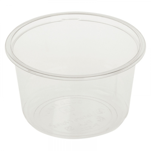 Feinkostbecher transparent aus Bio-Kunststoff (PLA) 500 ml O 12,1 cm, 50 Stk.