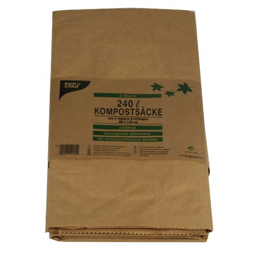 Kompostsäcke 2-lagiges Kraftpapier 240L 115 cm x 80 cm x 30 cm braun, 2 Stk.