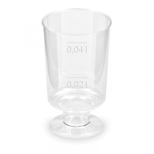 Schnapsglas mit Fuß Premium glasklar Shotgläser mit Eichstrich 2cl/4cl, 20 Stk.