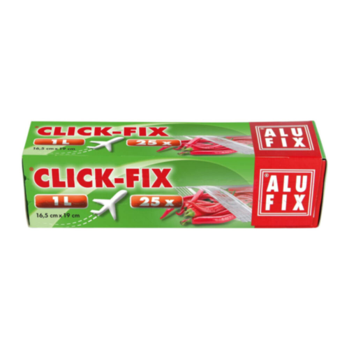 Click-Fix 1 Liter Flugbeutel Haushaltsbeutel 16,5 x 19 cm mit Doppel-Druckverschluss 25 Stk.