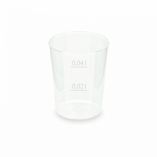 Mehrwegbecher Pfandbecher Shotglas Schnaps PP Eichstriche 2 cl 4 cl,  50 Stk.