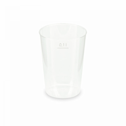 Mehrwegbecher Pfandbecher transparent PP Eichstrich 0,1 l O 5,5 cm,  40 Stk.