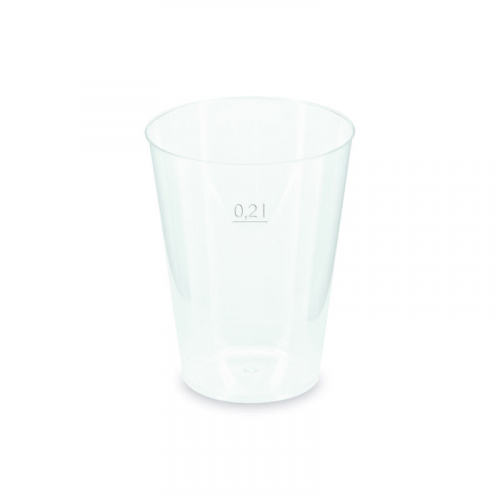 Mehrwegbecher Pfandbecher transparent PP Eichstrich 0,2 l O 6,8 cm,  40 Stk.