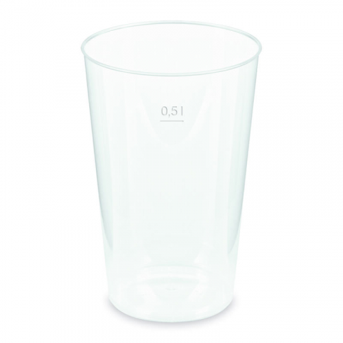 Mehrwegbecher Pfandbecher transparent PP Eichstrich 0,5 l O 9,1 cm,  30 Stk.