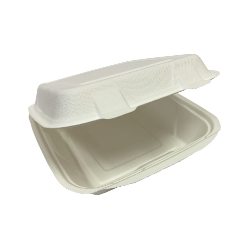 Menüboxen ToGo 238x234x76mm 1-teilig aus Zuckerrohr nature weiß, 50 Stk.