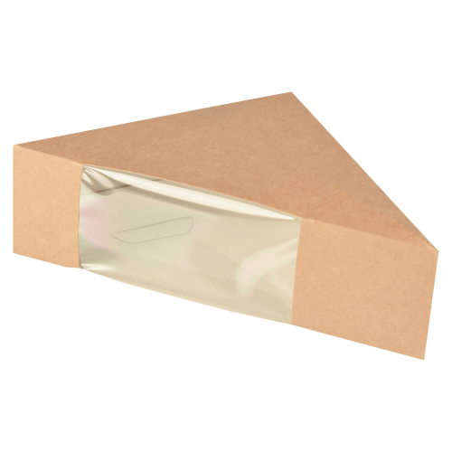Bio-Sandwichboxen Pappe mit Sichtfenster aus PLA 123x123x52mm braun, 50 Stk.
