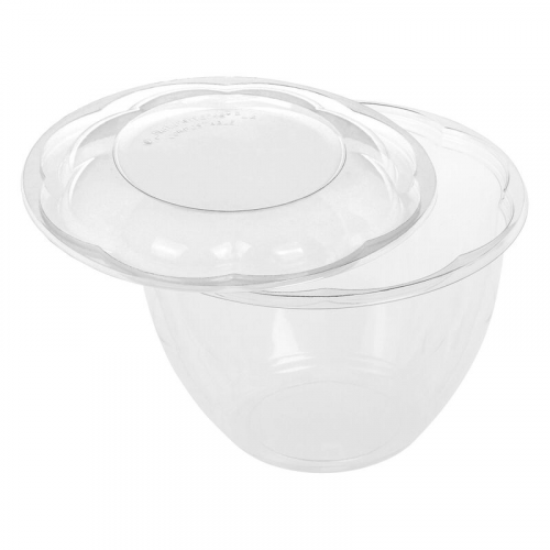 BIO Salatschalen aus Bio-Kunststoff (PLA) inkl. Deckel  950ml  O17 cm, 50 Stk.