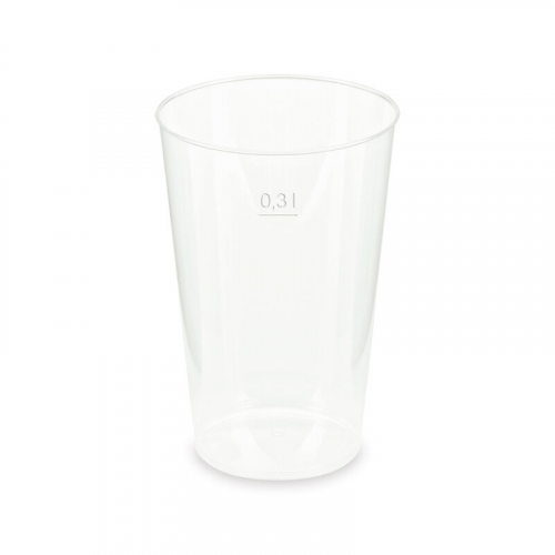 Mehrwegbecher Pfandbecher transparent stabil+ PP 0,3L Eichstrich O 80mm, 15 Stk.