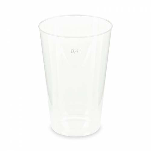 Mehrwegbecher Pfandbecher transparent stabil+ PP 0,4L Eichstrich O 87mm, 10 Stk.