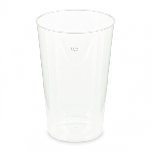 Mehrwegbecher Pfandbecher transparent stabil+ PP 0,5L Eichstrich O 93mm, 12 Stk.