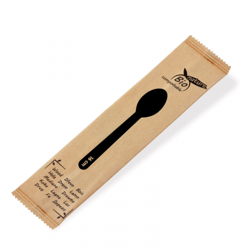 Holzlöffel Löffel aus Holz einzeln hygienisch verpackt 16cm, 100 Stk.