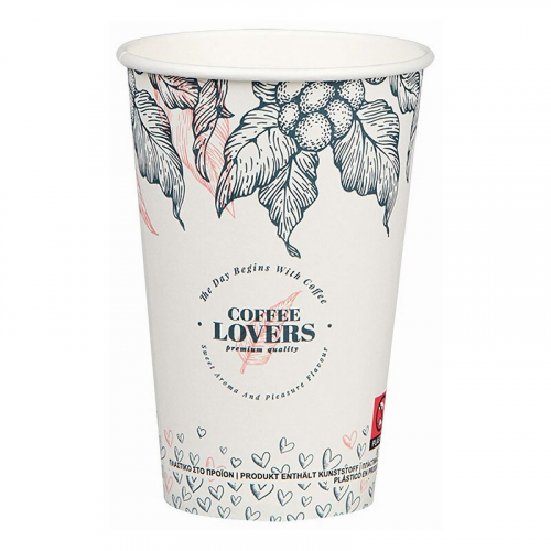 Kaffeebecher CoffeeToGo Pappbecher Design COFFEE LOVERS 300ml schmal, 50 Stk.