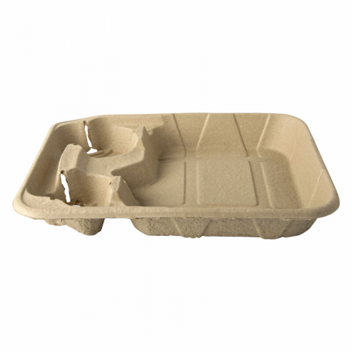 Tragetabletts Pappe "To Go" 4,7 x 26,6 x 33 cm für 2 Becher + Mahlzeit, 100 Stk.