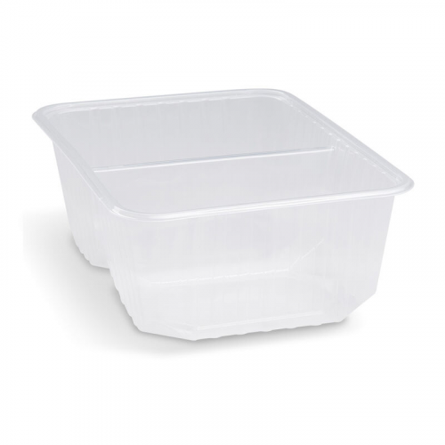 Rechteckschalen 2-geteilt 186x133mm 1000ml PP klar für heiße Speisen, 50 Stk.