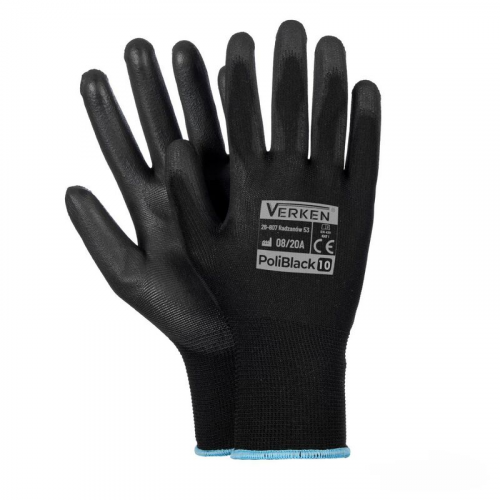 Montagehandschuhe, Arbeitshandschuhe Polyester Polyurethan XL-10 schwarz, 12 Paar