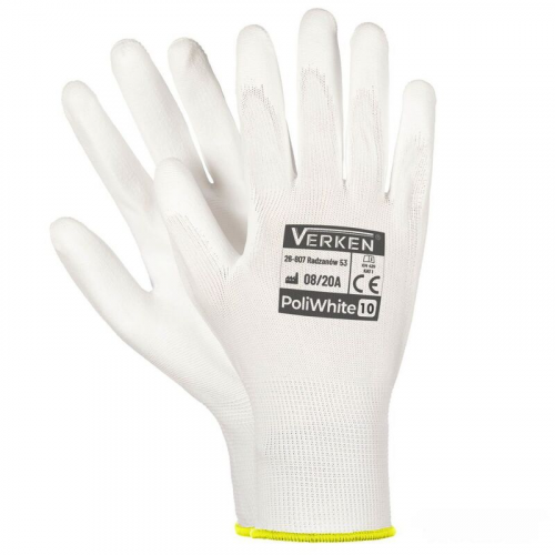 Montagehandschuhe, Arbeitshandschuhe Polyester Polyurethan XL-10 weiss, 12 Paar