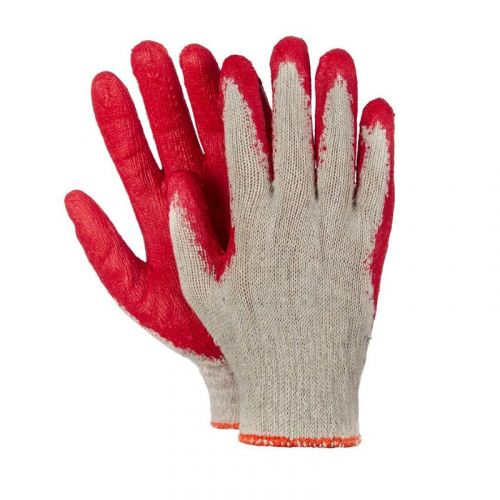 Arbeitshandschuhe, Montagehandschuhe Baumwolle Latex Größe L-9 rot, 10 Paar