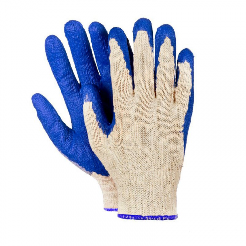 Arbeitshandschuhe, Montagehandschuhe Baumwolle Latex Größe L-9 blau, 10 Paar