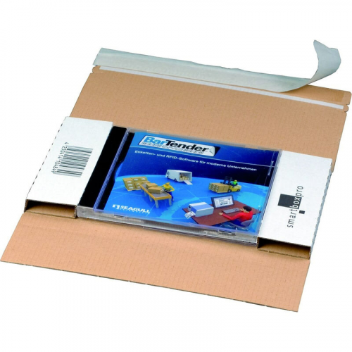 CD-Jewel-Mailer DIN Lang 225x125mm mit Fenster links | Selbstklebeverschluss & Aufreißfaden für 1 CD / DVD mit Hülle