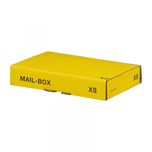 Versandkarton 244x145x43mm MAILBOX XS mit Steckverschluss wiederverschließbar für Maxibrief gelb