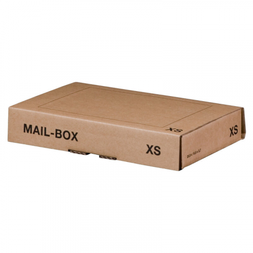 Versandkarton 244x145x43mm MAILBOX XS mit Steckverschluss wiederverschließbar für Maxibrief braun