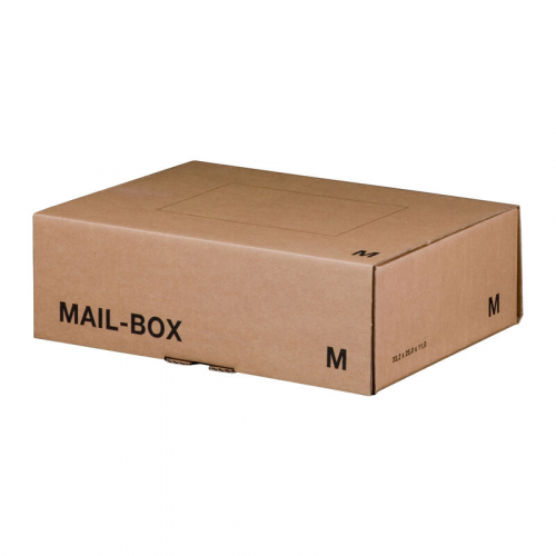 Versandkarton 331x241x104mm MAILBOX M mit Steckverschluss wiederverschließbar braun