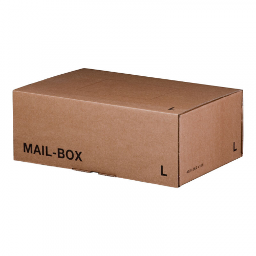 Versandkarton 395x248x141mm MAILBOX L mit Steckverschluss wiederverschließbar braun